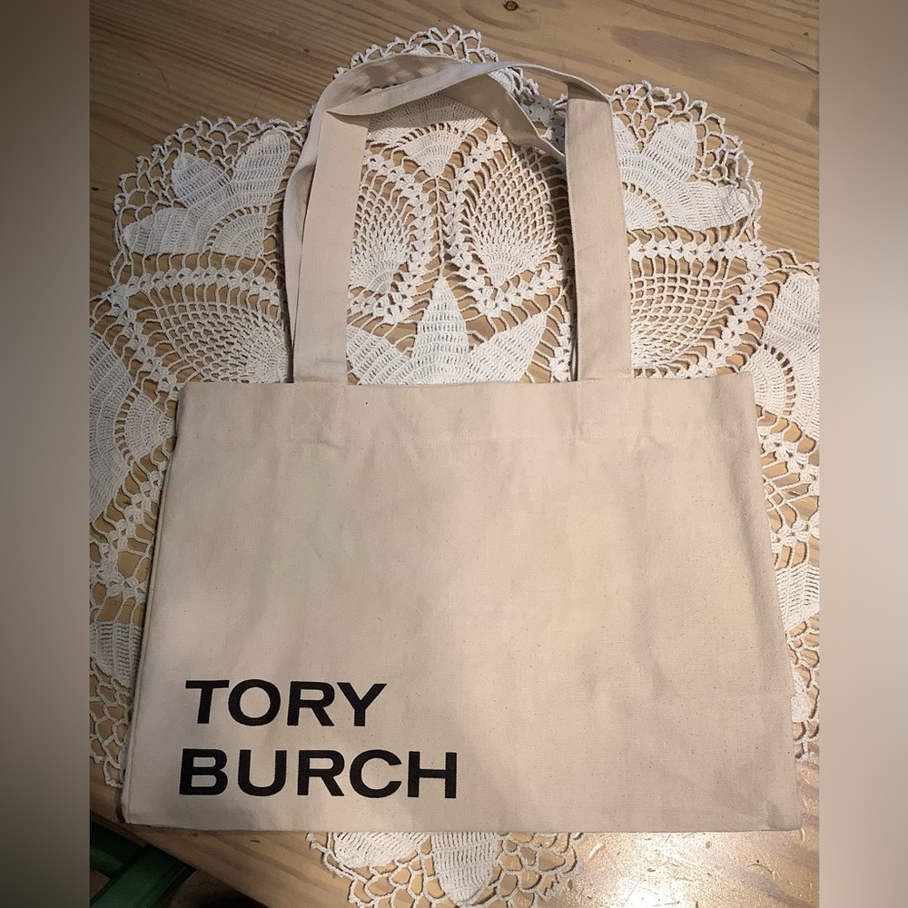 Tory Burch Canvas Tote in Cream